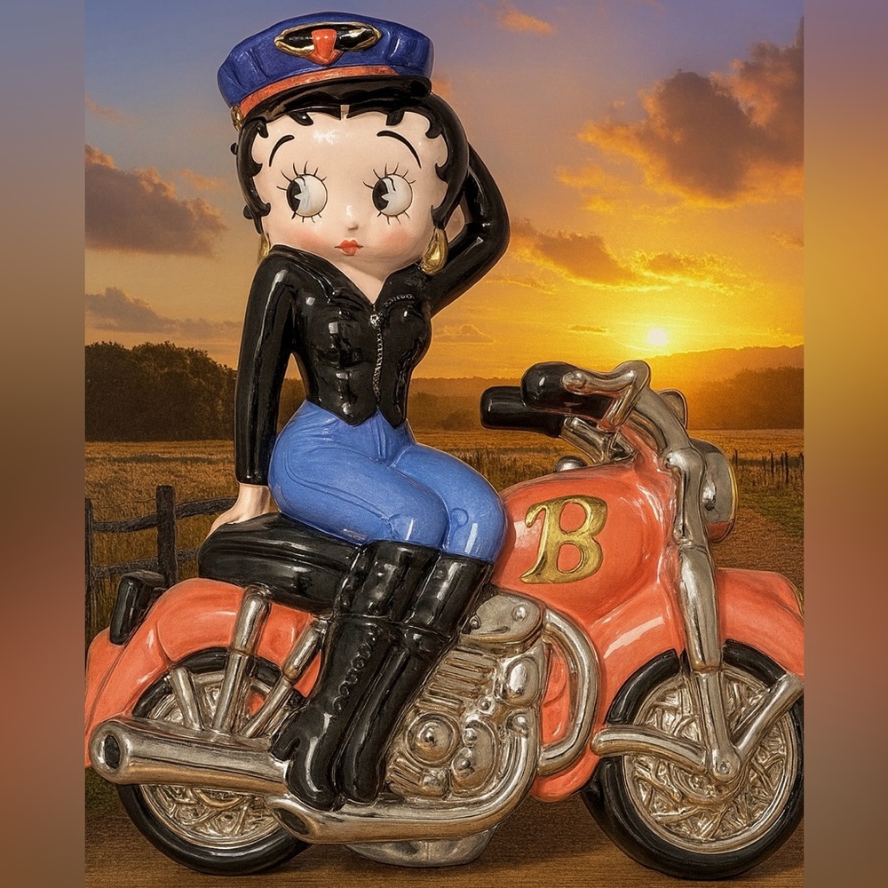 Betty Boop Motorcycle Cookie Jar - Circa 2000